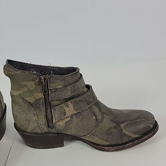 Cofi Camo Military Print Leather Women's Ankle Boots - Picture 12 of 12